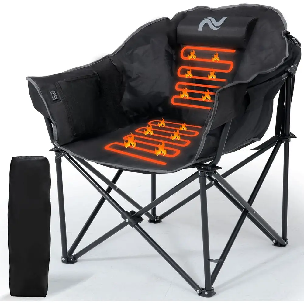 Outdoor Camping Lounge Chairs - เก้าอี้พักผ่อนแบบพกพาสำหรับใช้งานกลางแจ้งพร้อมระบบทำความร้อนและตั้งค่าอุณหภูมิได้ 3 ระดับ เหมาะสำหรับลานบ้าน สนามหญ้า หรือการตั้งแคมป์