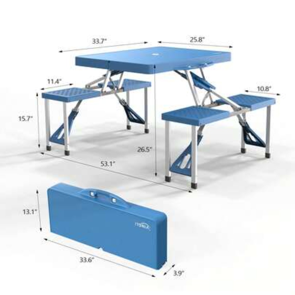 Outdoor Camping Folding Table - ชุดโต๊ะปิกนิกพับได้ขนาด 4 ฟุต พร้อมที่นั่ง 4 ที่,