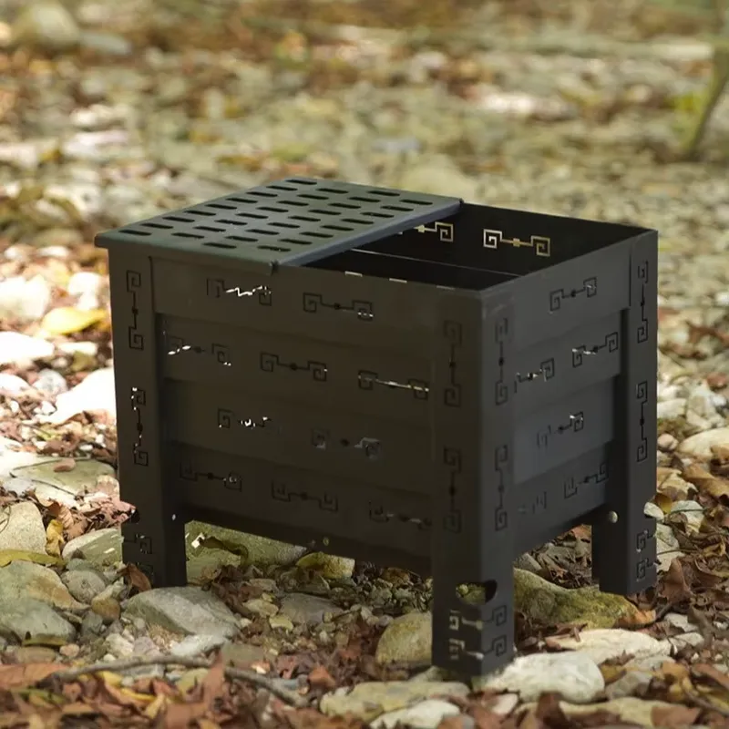Outdoor Camping Stove - เตาไม้สำหรับตั้งแคมป์อเนกประสงค์ พับเก็บได้ พกพาสะดวก เหมาะสำหรับการตั้งแคมป์กลางแจ้งและการให้ความร้อน