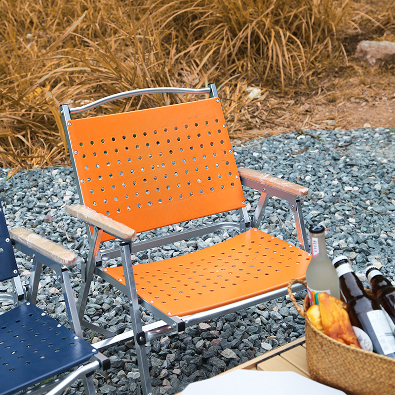 Outdoor Camping Store - เก้าอี้พับกลางแจ้งสไตล์คาเฟ่ อลูมิเนียมอัลลอยด์ ไม่ต้องประกอบ ง่ายต่อการจัดเก็บ พกพาสะดวก เหมาะสำหรับการตั้งแคมป์และการใช้งานกลางแจ้ง