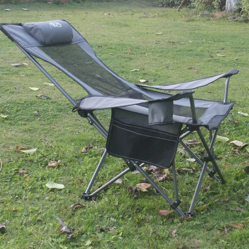 Outdoor Camping Lounge Chairs - เก้าอี้พับเอนนอนสำหรับตกปลาพร้อมพนักพิง 2-in-1 ใช้ได้ทั้งนั่งและนอน เหมาะสำหรับตั้งแคมป์กลางแจ้ง ชายหาด ปิกนิก