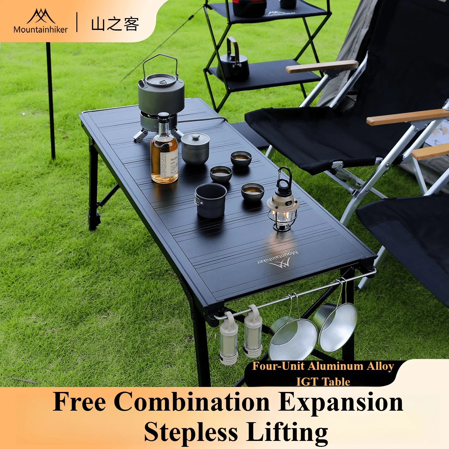 Outdoor Camping Stove - Mountainhiker Camping ลิฟท์พับที่ถอดออกได้หลายหน่วย IGT ตารางเตาแก๊สแบบพกพา Camp