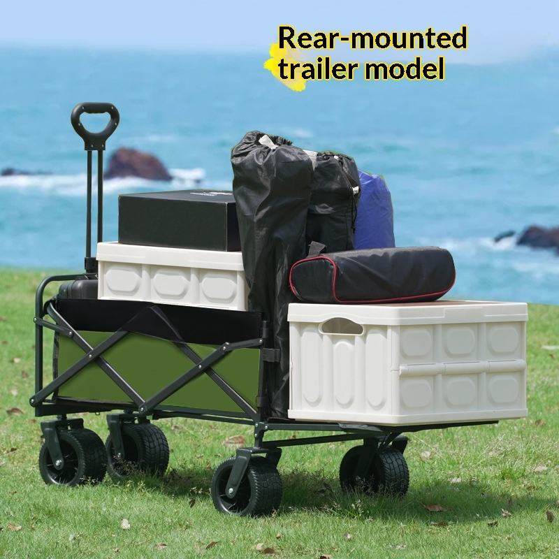 Outdoor Camping Folding Table - รถเข็นอเนกประสงค์แบบพับได้ 4 ล้อ สำหรับแคมป์ปิ้ง รับน้ำหนักได้ 175