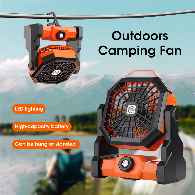 Outdoor Camping Ventilator - พัดลมตั้งแคมป์ขนาด 10000mAh พร้อมโคมไฟ LED แบบพกพาแบตเตอรี่ขับเคลื่อนพัดลมกลางแจ้งพัดลมแบบชาร์จไฟส่วนบุคคลสําหรับการเดินทางเดินป่า