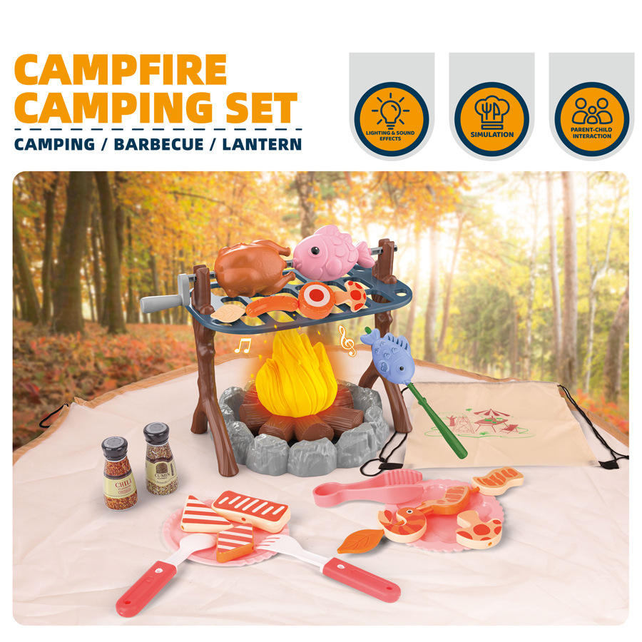 Outdoor Camping Games - ชุดเต็นท์ตั้งแคมป์สำหรับเด็ก สนามเด็กเล่นขนาดเล็ก อาหารจำลอง บ้านเต็นท์สำหรับเด็ก เกมของเล่นเสริมสร้างความสัมพันธ์ระหว่างพ่อแม่และลูก สำหรับเล่นในร่มและกลางแจ้ง