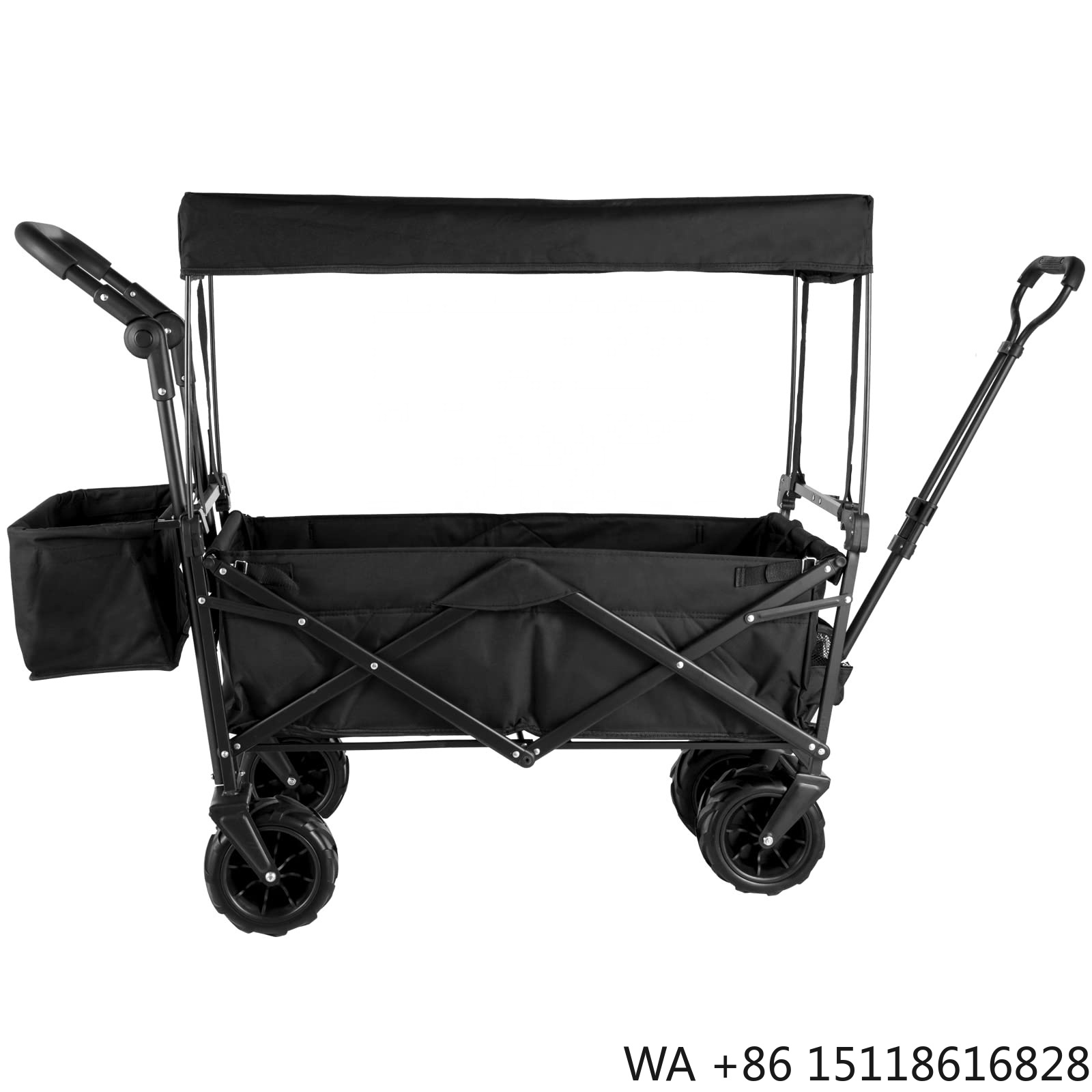 Outdoor Camping Folding Table - รถเข็นพับได้อเนกประสงค์สำหรับตั้งแคมป์กลางแจ้ง พร้อมหลังคาและที่วางแก้ว