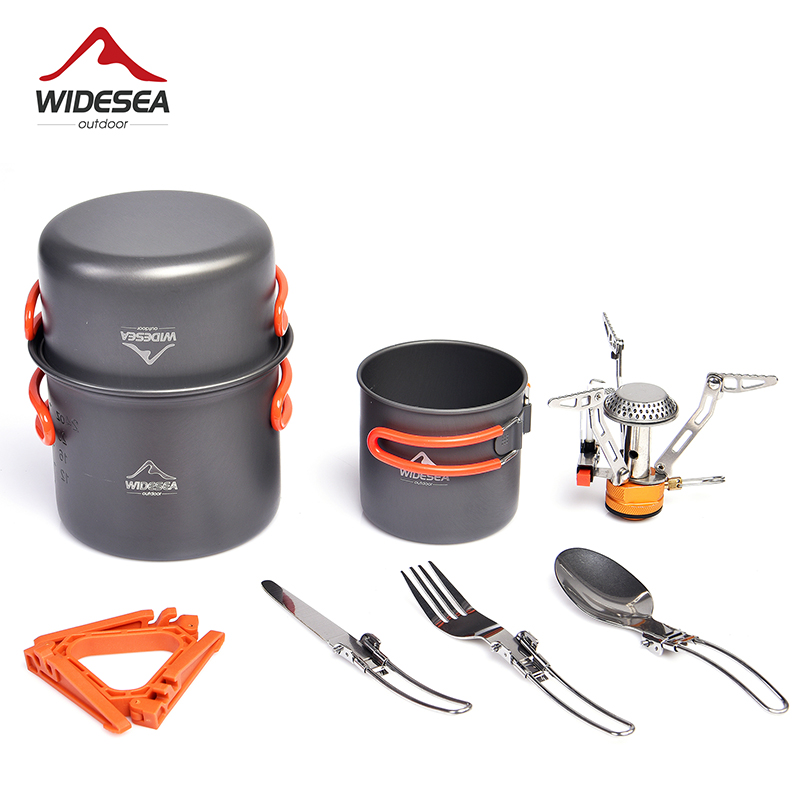 Outdoor Camping Dining Set - Set Alat masak ตั้งแคมป์แบบกว้างชุดกาน้ำพกพาเตาส้อมมีดพับได้อุปกรณ์บนโต๊ะอาหารกลางแจ้ง