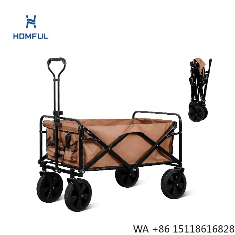Outdoor Camping Folding Table - รถเข็นตกปลา HOMFUL แบบพับได้ รถเข็นแคมป์ปิ้ง รถเข็นชายหาดสำหรับทราย ล้อใหญ่