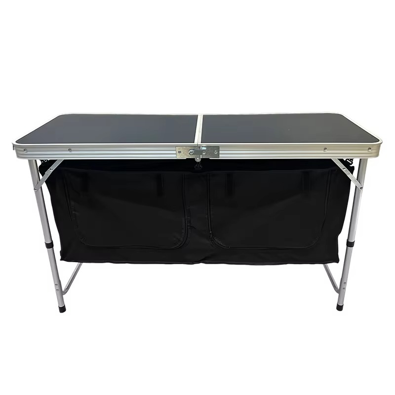 Outdoor Camping Table With Storage - โต๊ะพับสำหรับตั้งแคมป์แบบพกพา ทำจากอลูมิเนียมอัลลอย พร้อมกล่องเก็บของ ใช้สำหรับปิกนิก บาร์บีคิวกลางแจ้ง รับผลิตตามแบบ