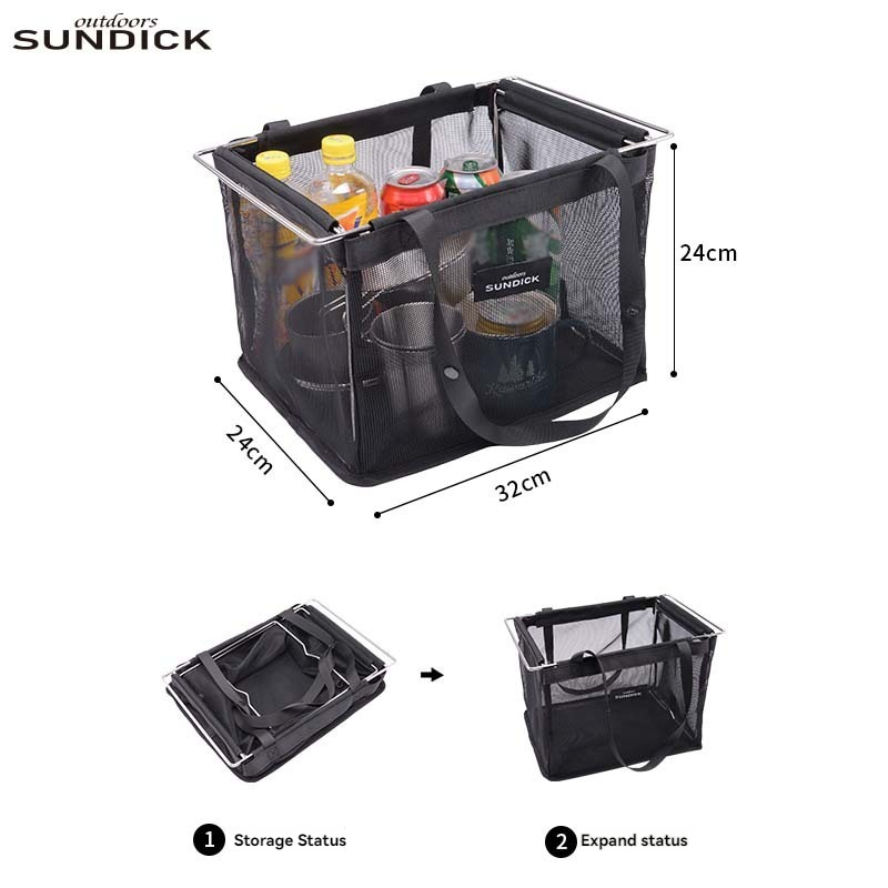 Outdoor Camping Ventilator - SUNDICK กระเป๋าใส่ของสำหรับตั้งแคมป์กลางแจ้ง/กระเป๋าปิคนิค ใช้ได้กับหน่วย IGT ตะกร้าตาข่ายระบายอากาศความจุขนาดใหญ่