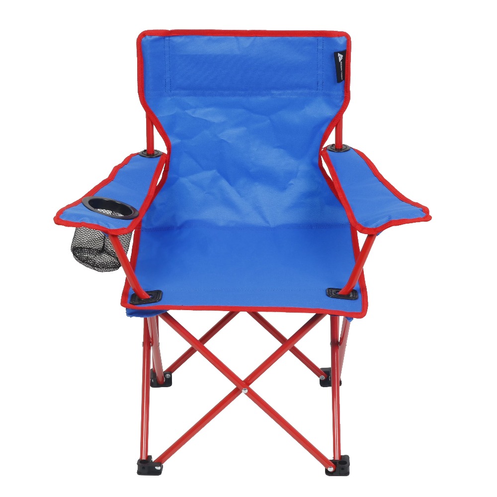 Outdoor Camping Table And Chairs - เก้าอี้พับสำหรับเด็กแบบพกพาพร้อมที่วางแก้ว เก้าอี้ชายหาดปิกนิกกลางแจ้งสำหรับเด็ก สีฟ้า