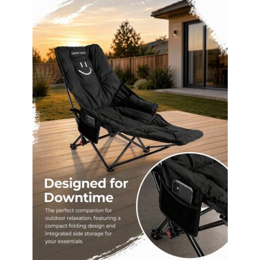 Outdoor Camping Lounge Chairs - เก้าอี้แคมป์ปิ้งแบบปรับเอนได้ 2-in-1 พร้อมที่วางเท้าสำหรับผู้ใหญ่ ปรับได้ 4 ระดับ