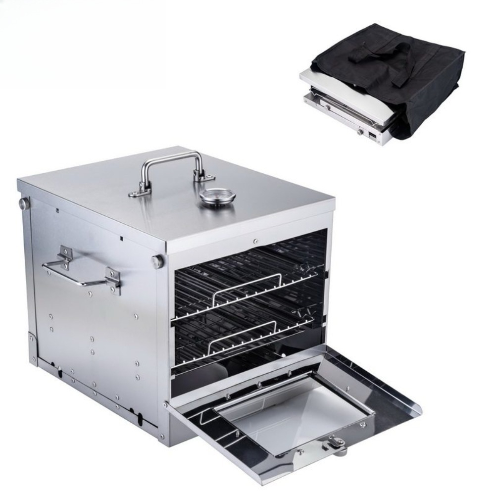 Outdoor Camping Stove - เตาแก๊สพกพาสำหรับตั้งแคมป์กลางแจ้ง สเตนเลสสตีล พร้อมเตาอบแบบพับได้ รุ่น B72