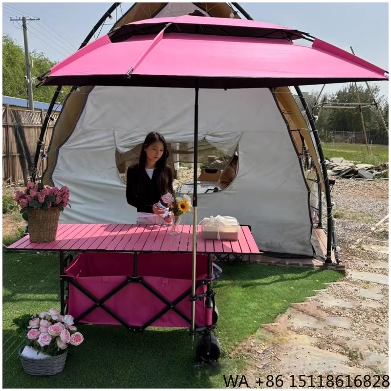 Outdoor Camping Folding Table - รถเข็นพับได้คุณภาพสูง 420 ลิตร ปรับความสูงได้ 4 ระดับ
