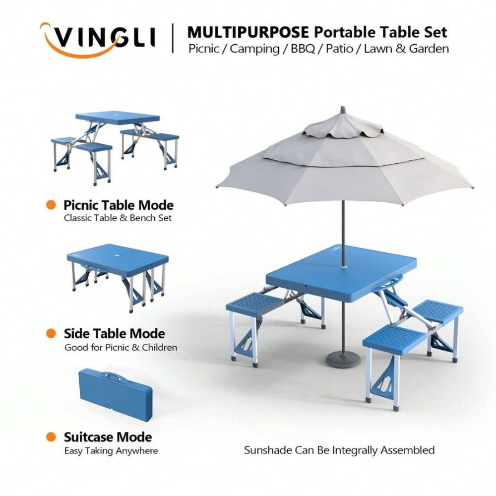 ชุดโต๊ะปิกนิกพับได้ขนาด 4 ฟุต  - Outdoor Camping Folding Table บทวิจารณ์และราคา