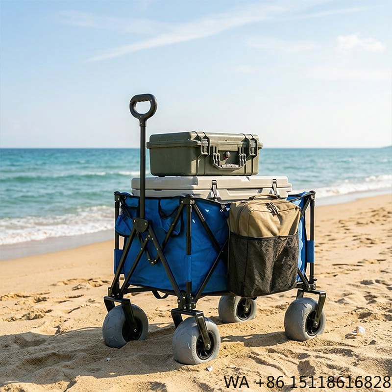 รถเข็นชายหาดโลหะพับได้ ล้อบอลล - Outdoor Camping Folding Table บทวิจารณ์และราคา