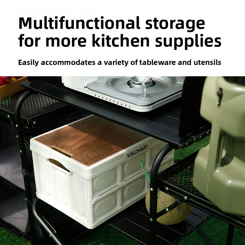 โต๊ะพับอเนกประสงค์สำหรับตั้งแค - Outdoor Camping Table With Storage บทวิจารณ์และราคา