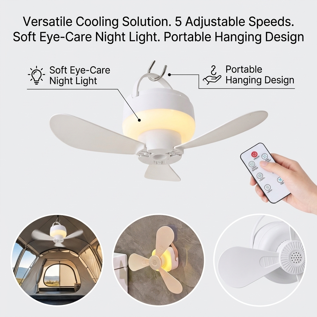 พัดลมเพดานขนาดเล็ก พัดลมพกพาแบ - Outdoor Camping Ventilator บทวิจารณ์และราคา