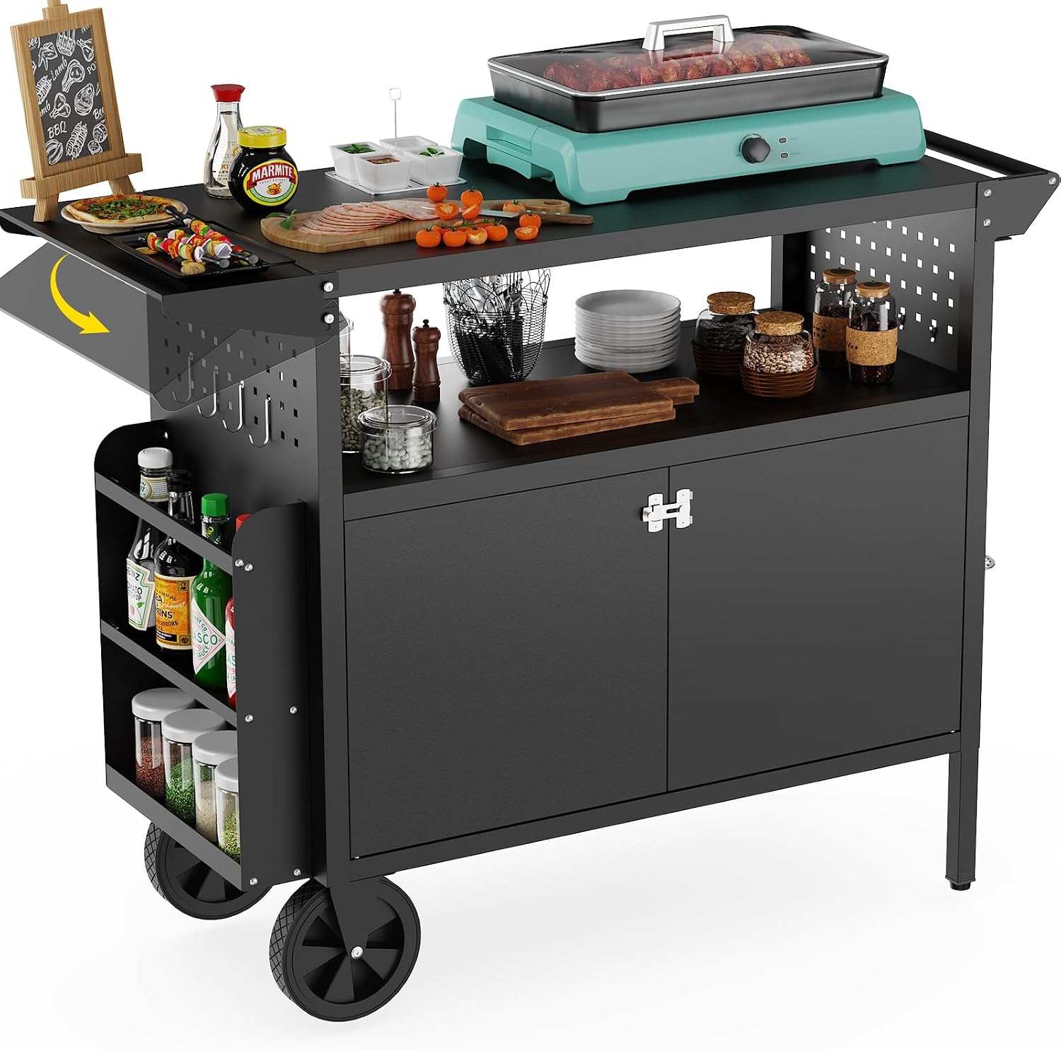 รถเข็นปิ้งย่างกลางแจ้งพร้อมโต๊ - Outdoor Camping Table With Storage บทวิจารณ์และราคา