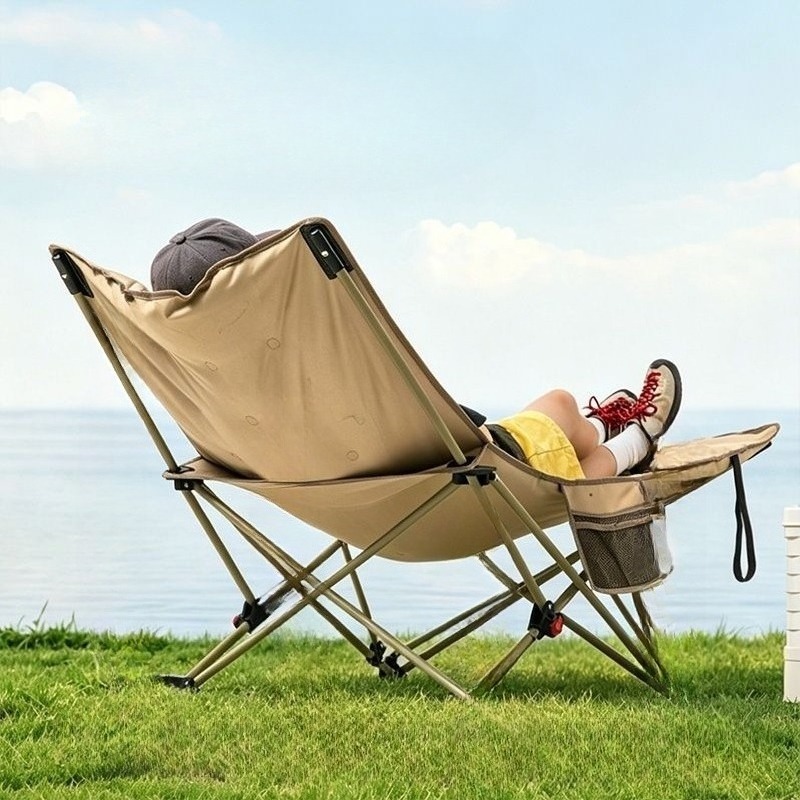 เก้าอี้พักผ่อนแบบพับได้พร้อมเบ - Outdoor Camping Lounge Chairs บทวิจารณ์และราคา