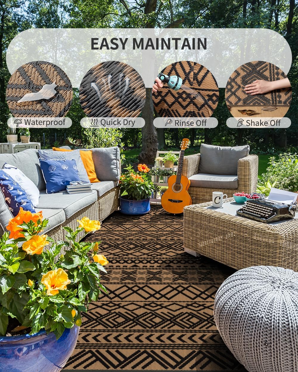 พรมปูพื้นกลางแจ้ง 8x10 ฟุต กัน - Outdoor Camping Rugs 8X10 บทวิจารณ์และราคา