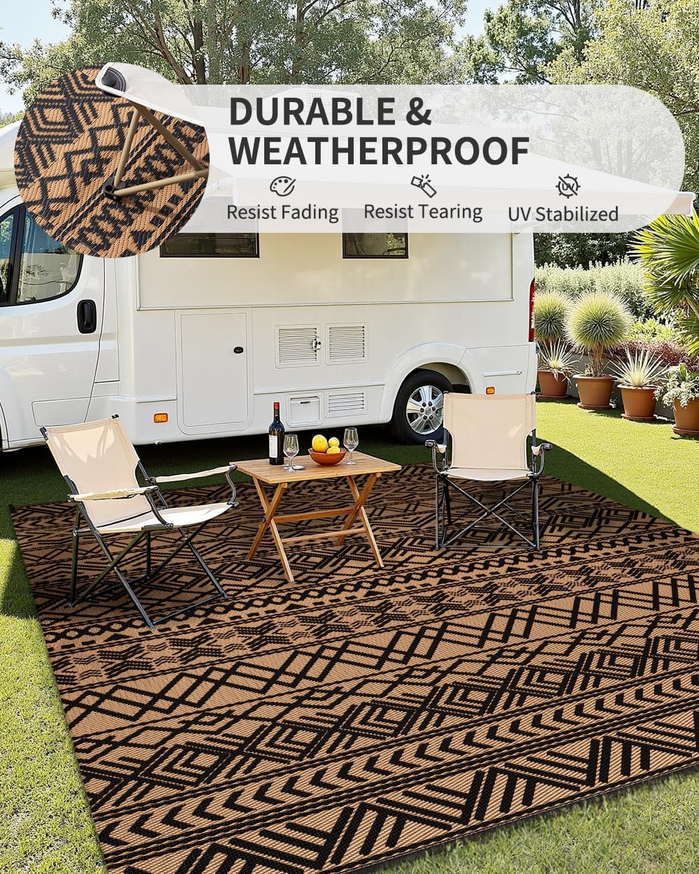 พรมปูพื้นกลางแจ้ง 8x10 ฟุต กัน - Outdoor Camping Rugs 8X10 บทวิจารณ์และราคา