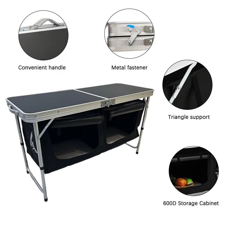 โต๊ะพับสำหรับตั้งแคมป์แบบพกพา  - Outdoor Camping Table With Storage บทวิจารณ์และราคา