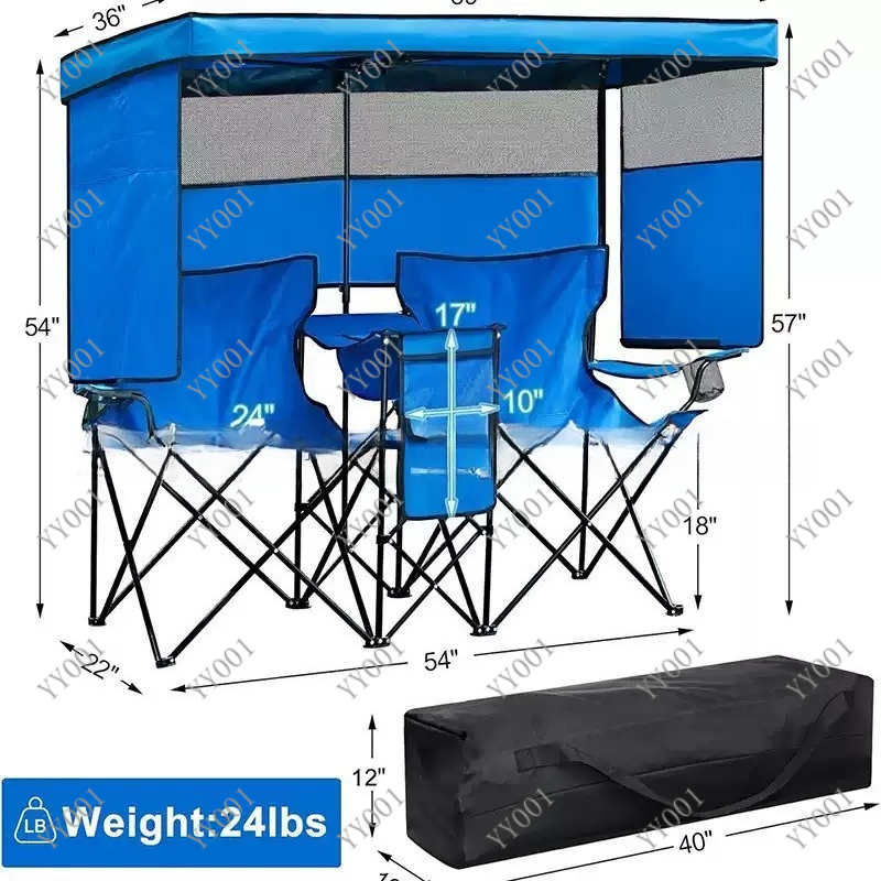 เก้าอี้พับได้แบบพกพาสองที่นั่ง - Outdoor Camping Folding Chairs บทวิจารณ์และราคา