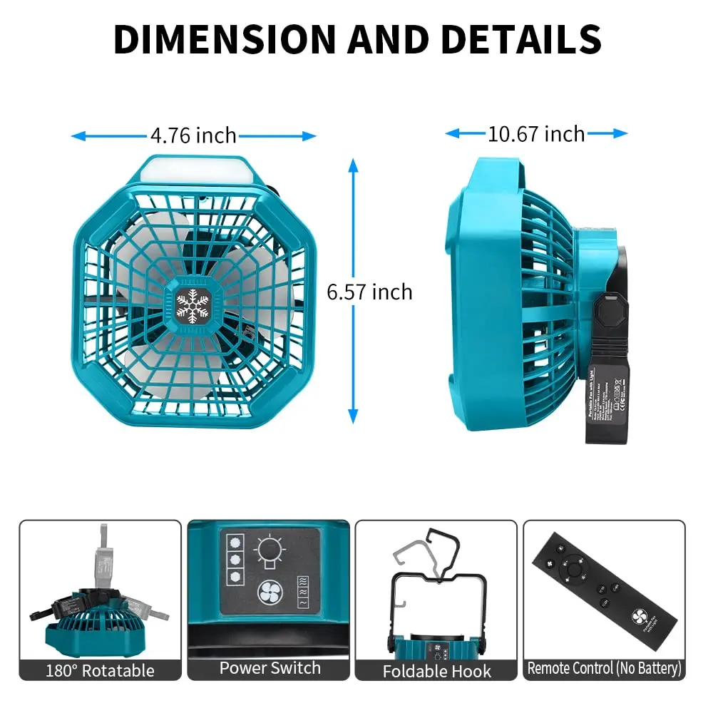 พัดลมกลางแจ้งแบบพกพาสําหรับแบต - Outdoor Camping Ventilator บทวิจารณ์และราคา